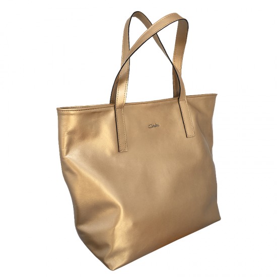 Geanta din piele naturala - Meghan Gold Shopper Bag