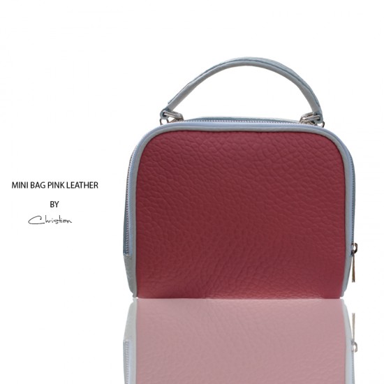 Geanta piele naturala - MC 30 Mini Bag Pink White 